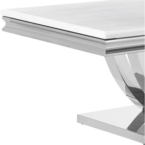 CDecor Home Furnishings Durante White And Chrome Coffee Table with Faux